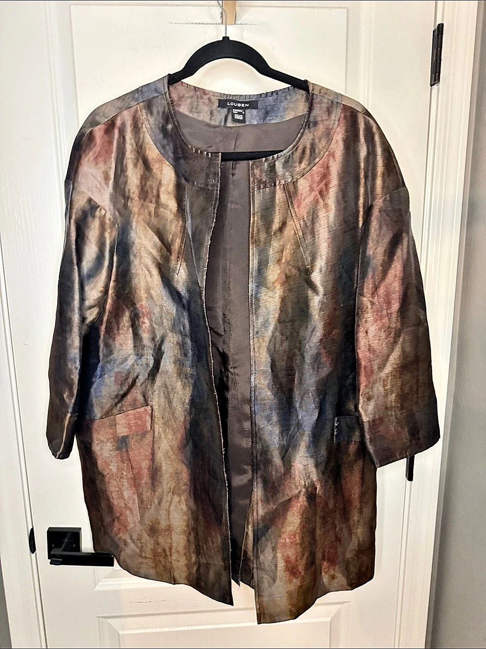 Louben 433-6-7/1 Abstract Linen Blend Coat Size 8